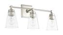 100W 3-Light Vanity with Clear Glass in Polished Nickel