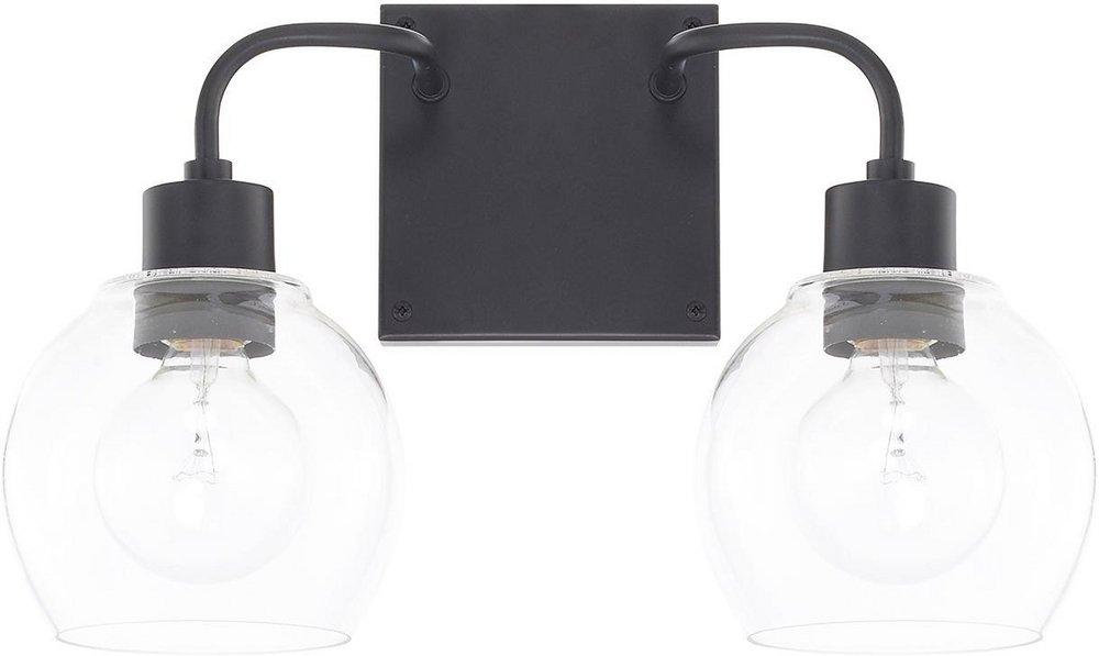 HomePlace by Capital Lighting Matte Black 100W 2-Light Vanity with Clear Glass 