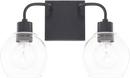 100W 2-Light Vanity with Clear Glass in Matte Black