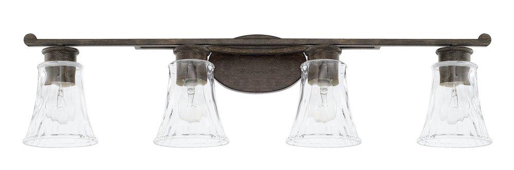 Capital Lighting Renaissance Brown 32-1/2 x 8-1/2 in. 400W 4-Light Medium E-26 Incandescent Vanity Fixture with Clear Water Glass 