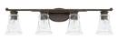 Capital Lighting Renaissance Brown 32-1/2 x 8-1/2 in. 400W 4-Light Medium E-26 Incandescent Vanity Fixture with Clear Water Glass 