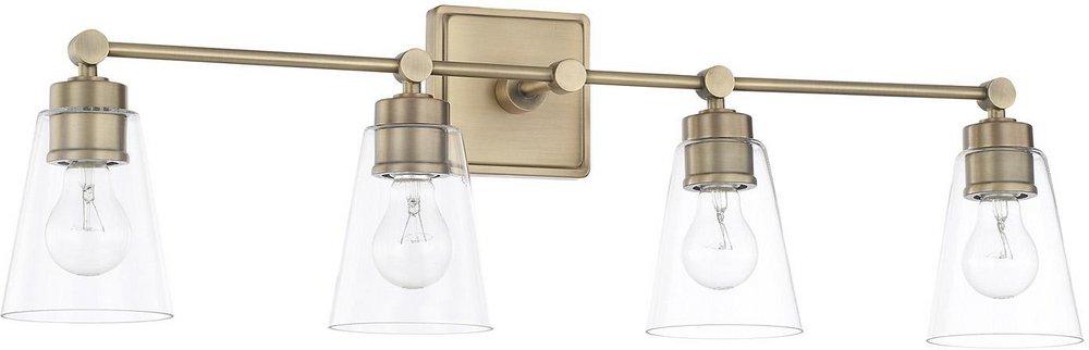 Capital Lighting Aged Brass 100W 4-Light Vanity with Clear Glass 