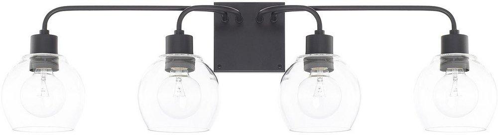 HomePlace by Capital Lighting Matte Black 100W 4-Light Vanity with Clear Glass 