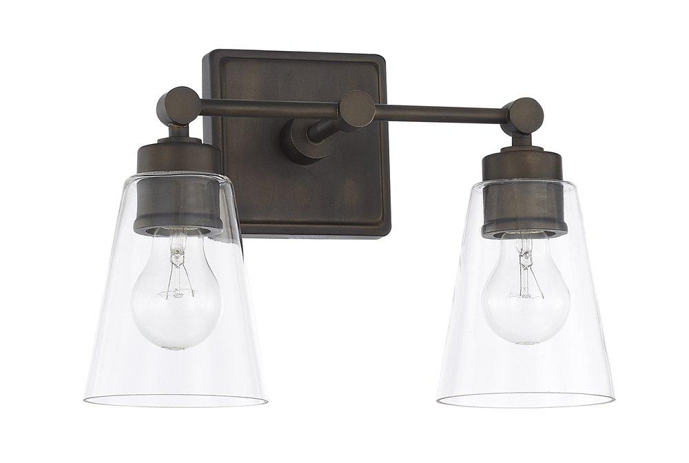 Capital Lighting Old Bronze 100W 2-Light Vanity with Clear Glass 
