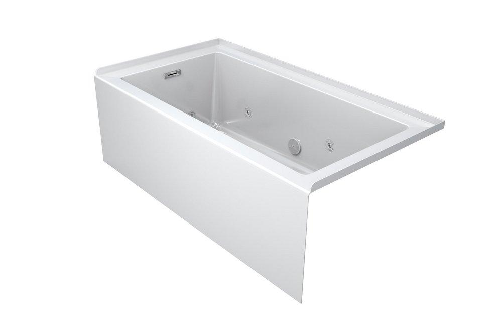 JACUZZI&reg; White 60 x 32 in. Acrylic 3 Wall Alcove Rectangle Whirlpool Bathtub with Right Hand Drain with White Trim 