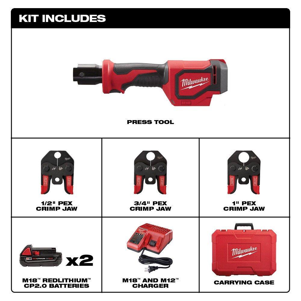 Milwaukee&reg; Red 1 in. Battery Press Tool Kit 