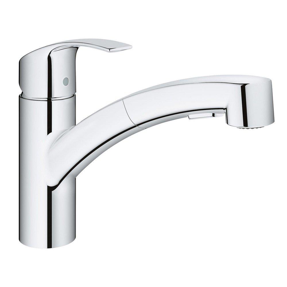 GROHE StarLight Chrome Single Handle Pull Out Kitchen Faucet 