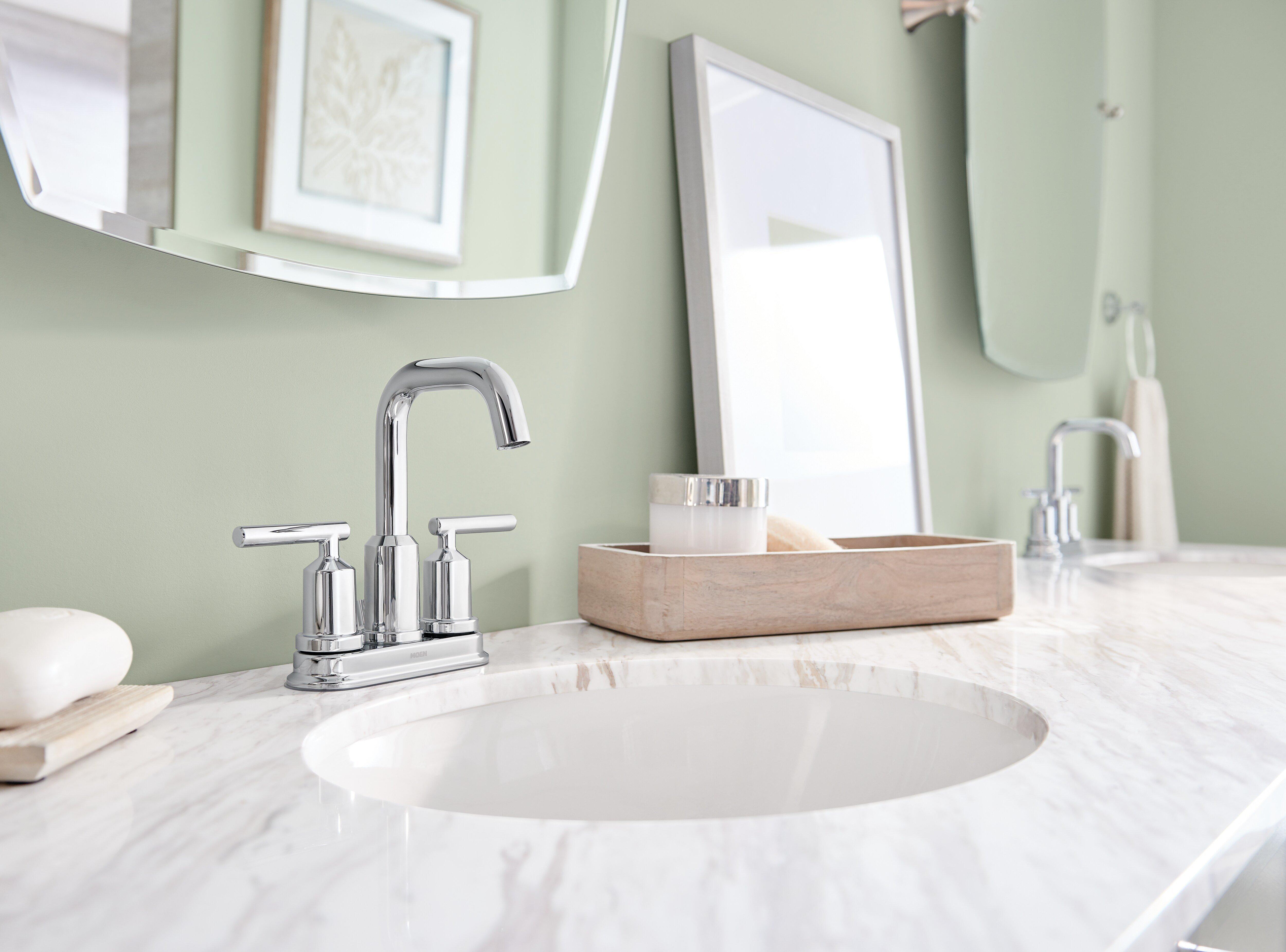 Moen Chrome Two Handle Centerset Bathroom Sink Faucet 