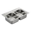 33 x 22 in. 4 Hole Stainless Steel Double Bowl Drop-in Kitchen Sink in Brushed Stainless Steel