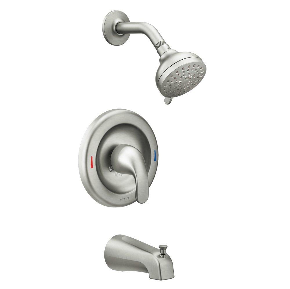 Moen Spot Resist&trade; Brushed Nickel Tub and Shower Faucet Trim with Single-Handle 