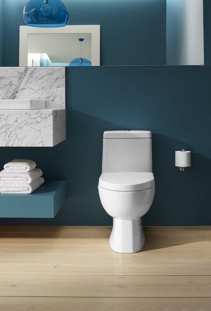 KOHLER White 1.28 gpf Elongated Floor Mount One Piece Toilet 