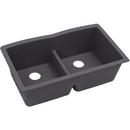 33 x 19 in. No Hole Composite Double Bowl Undermount Kitchen Sink in Charcoal