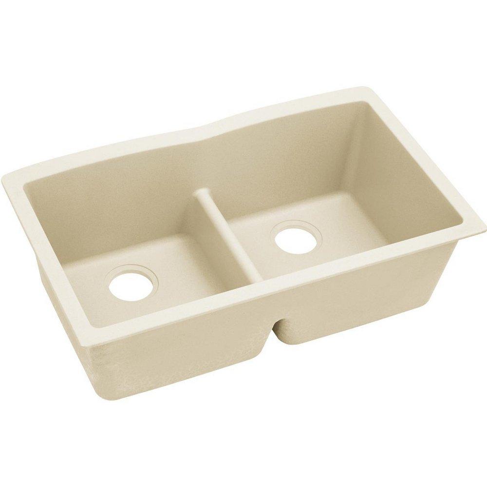 Elkay Parchment 33 x 19 in. No Hole Composite Double Bowl Undermount Kitchen Sink 