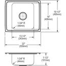 Dayton Elite Satin 20 GAUGE STAINLESS STEEL 33 X 22 X 8.0625 SINGLE BOWL TOP MOUNT KITCHEN SINK 