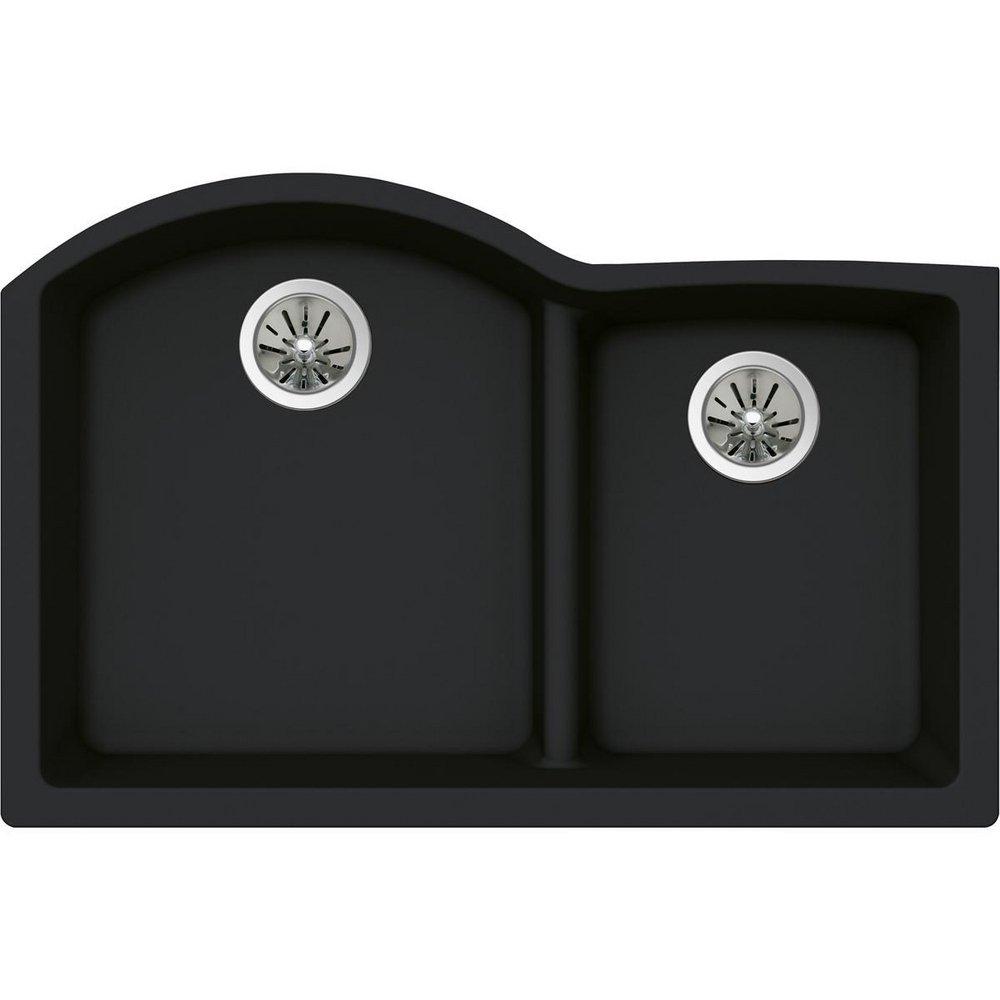 Elkay Caviar 33 x 22 in. No Hole Composite Double Bowl Undermount Kitchen Sink 