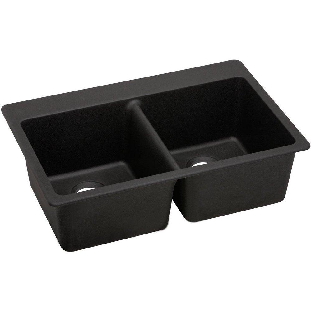 Elkay Caviar 33 x 22 in. No Hole Composite Double Bowl Drop-in Kitchen Sink 
