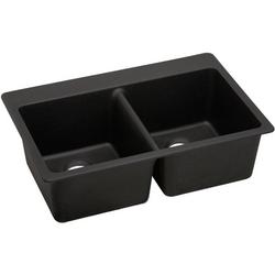 33 x 22 in. No Hole Composite Double Bowl Drop-in Kitchen Sink in Caviar