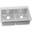 33 x 22 in. Stainless Steel Double Bowl Dual Mount Kitchen Sink