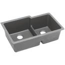 33 x 20-1/2 in. No Hole Composite Double Bowl Undermount Kitchen Sink in Greystone