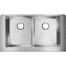 Elkay Polished Satin 35-7/8 x 20-1/4 in. Stainless Steel Double Bowl Farmhouse Kitchen Sink with Sound Dampening 