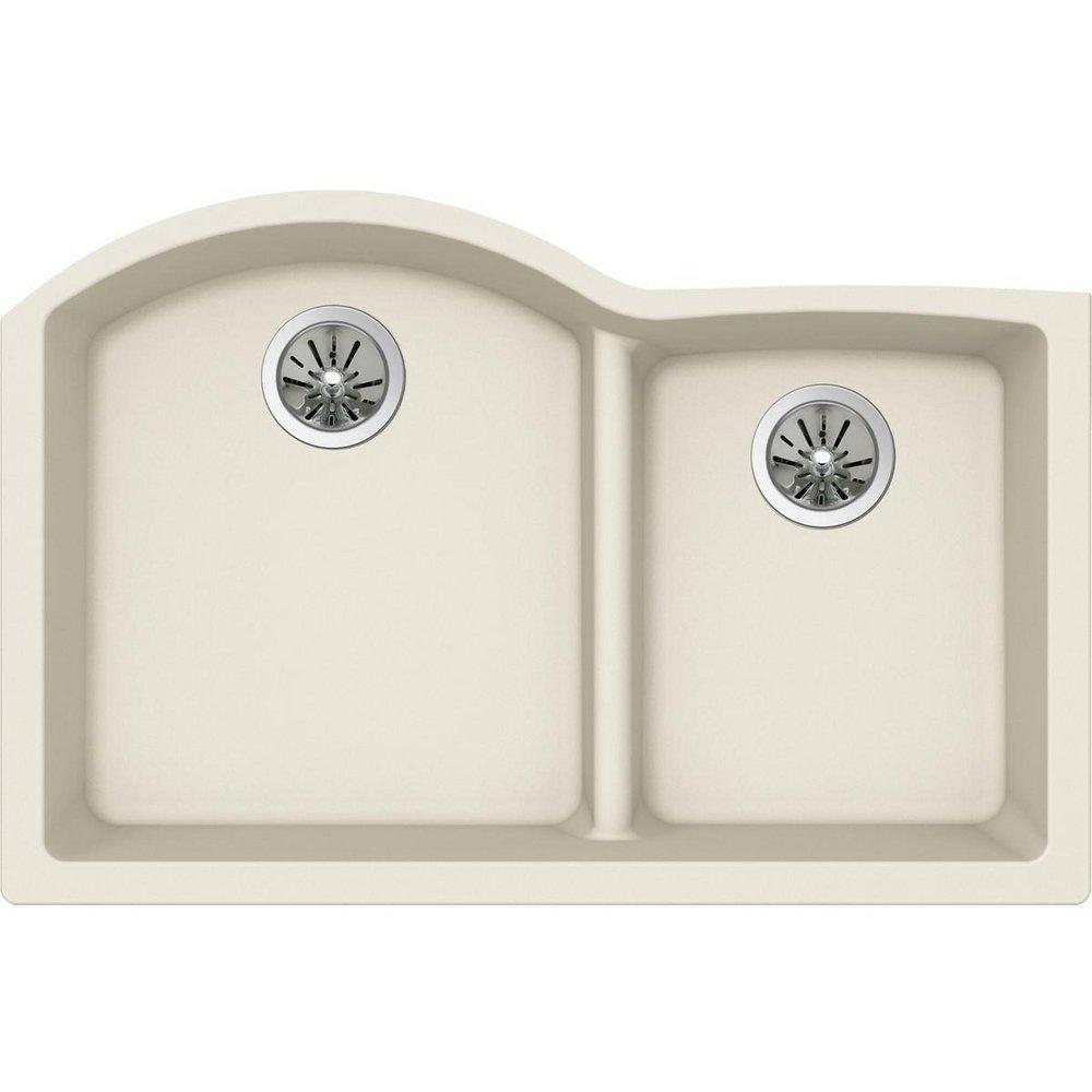 Elkay Parchment 33 x 22 in. No Hole Composite Double Bowl Undermount Kitchen Sink 
