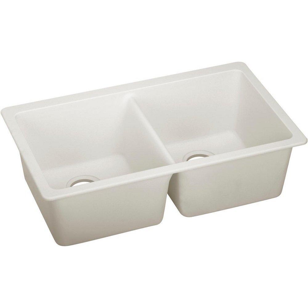 Elkay Ricotta 33 x 18-1/2 in. No Hole Composite Double Bowl Undermount Kitchen Sink 