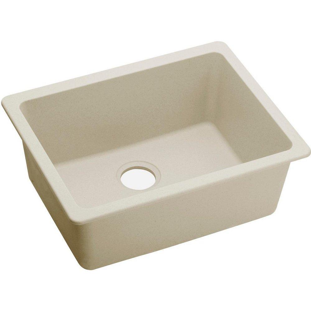 Elkay Parchment 24-5/8 x 18-1/2 in. No Hole Composite Single Bowl Undermount Kitchen Sink 