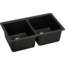 33 x 18-1/2 in. No Hole Composite Double Bowl Undermount Kitchen Sink in Caviar
