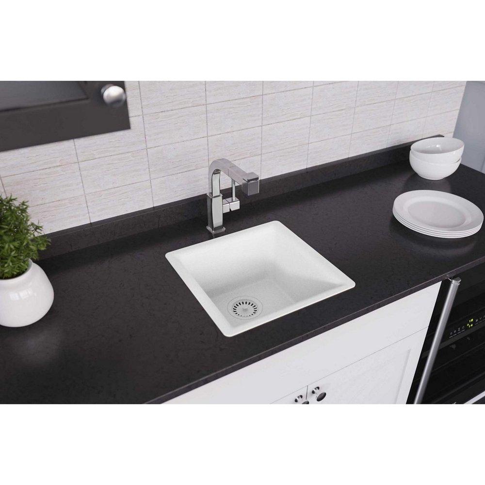 Elkay Ricotta 15-3/4 x 15-3/4 in. Drop-in and Undermount Quartz Bar Sink 