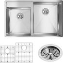 Elkay Polished Satin 18 GAUGE STAINLESS STEEL 32.5 X 20.5 X 9 DOUBLE BOWL UNDERMOUNT LOWERED DECK KITCHEN SINK KIT 