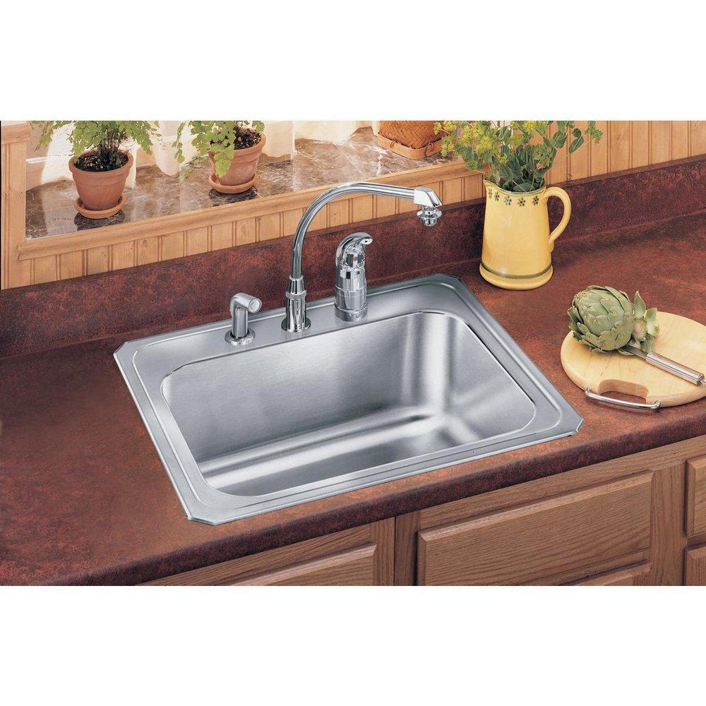 Elkay Brushed Satin 18 GAUGE STAINLESS STEEL 25 X 22 X 12.25 SINGLE BOWL TOP MOUNT LAUNDRY/UTILITY SINK 