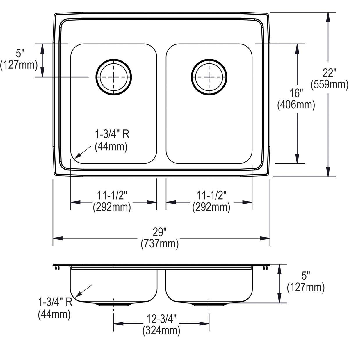 Elkay Ricotta 24-5/8 x 18-1/2 in. No Hole Composite Single Bowl Undermount Kitchen Sink 