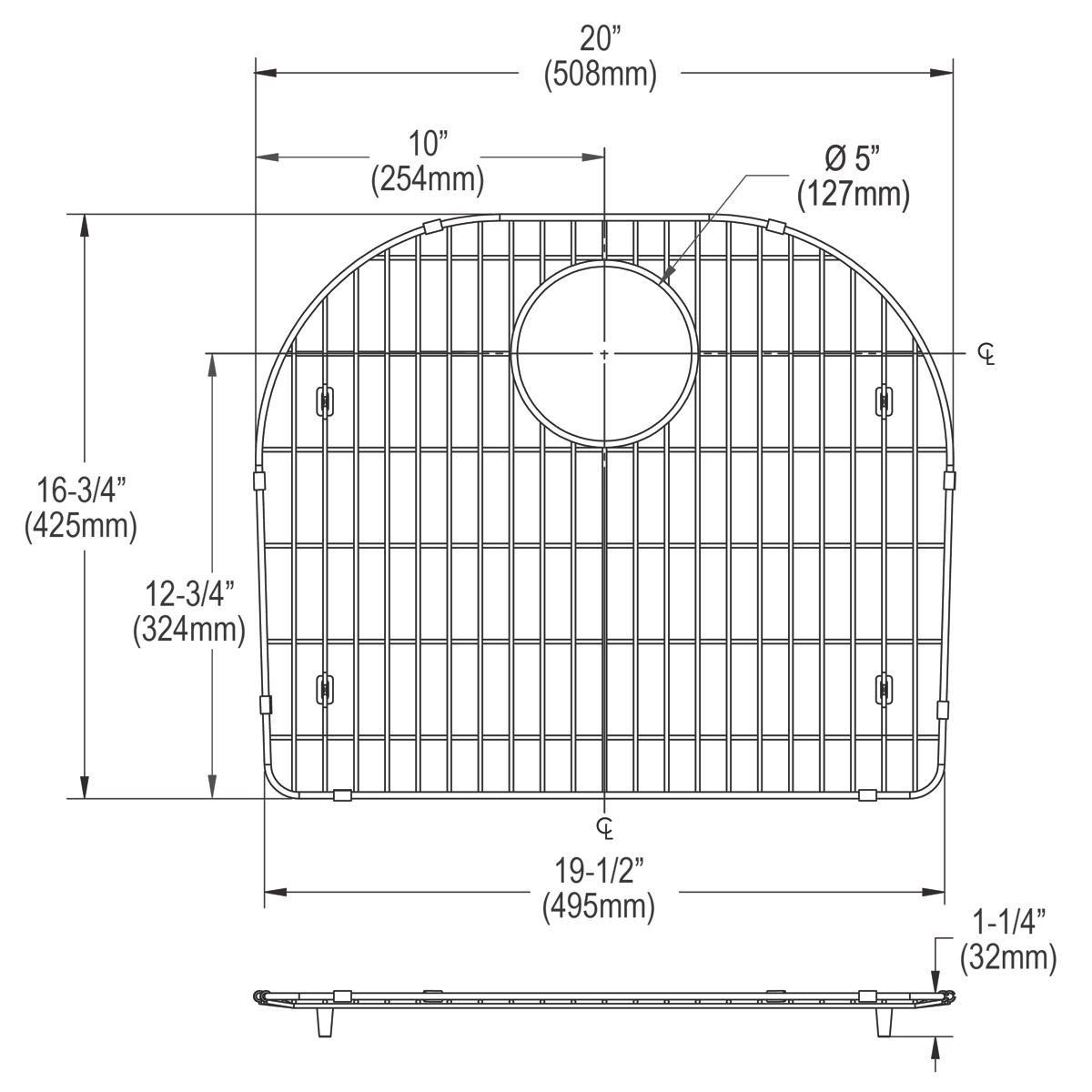 Elkay Architectural Black Bottom Grid for 22-1/4 x 19-1/4 in. Bowl 