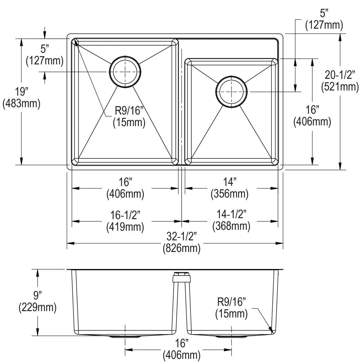 Elkay Brushed Nickel 32-1/2 x 20-1/2 in. Stainless Steel Double Bowl Undermount Kitchen Sink in Polished Satin 