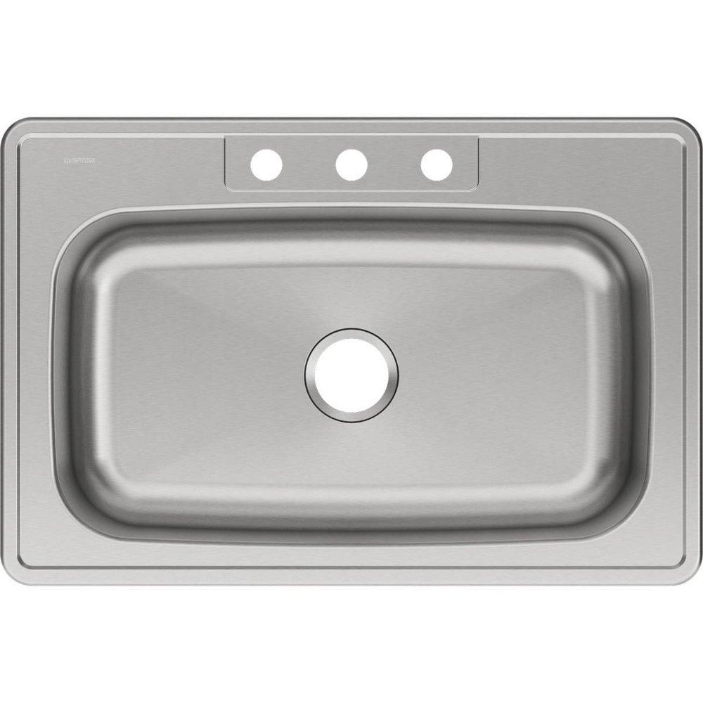 Dayton Satin Black 33 x 22 in. Stainless Steel Single Bowl Drop-in Kitchen Sink in Elite Satin 