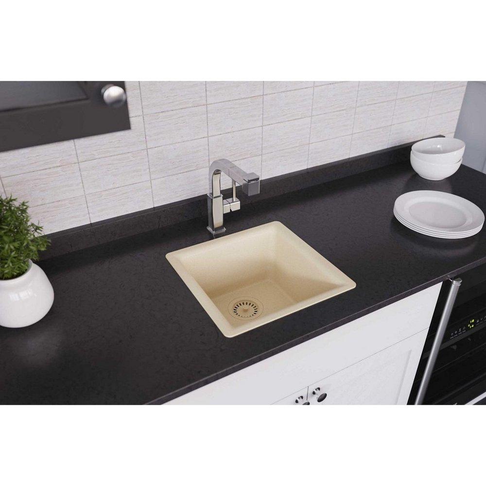 Elkay Parchment 15-3/4 x 15-3/4 in. Drop-in and Undermount Quartz Bar Sink 