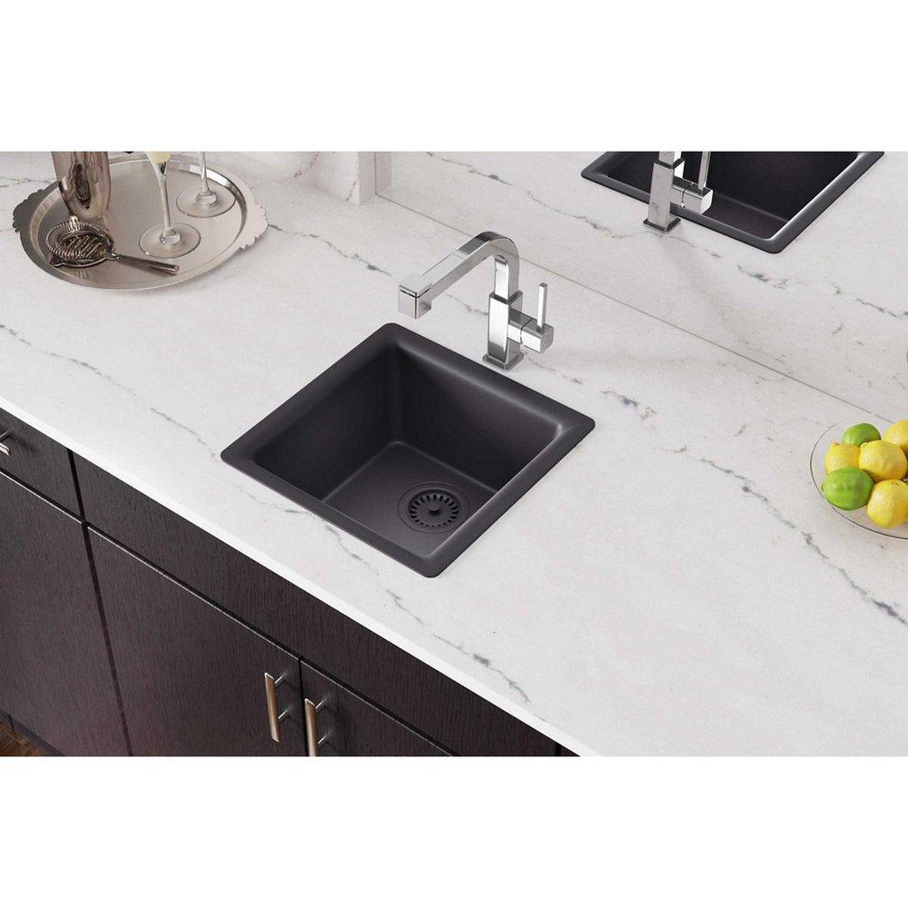 Elkay Charcoal 15-3/4 x 15-3/4 in. Drop-in and Undermount Bar Sink 