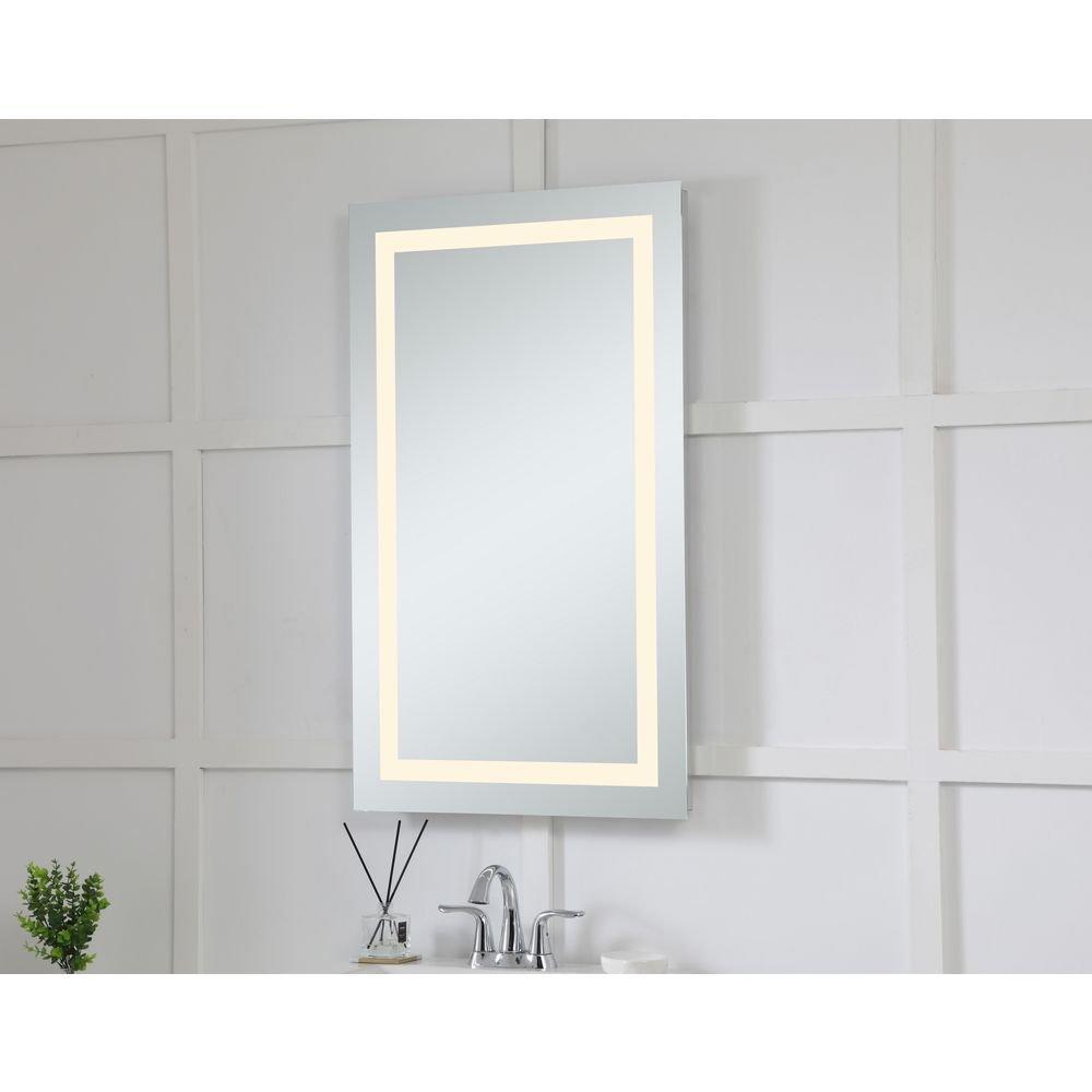 Elegant Lighting Glossy White Lighted Wall Rectangular Mirror with Integrated LED in Glossy White 