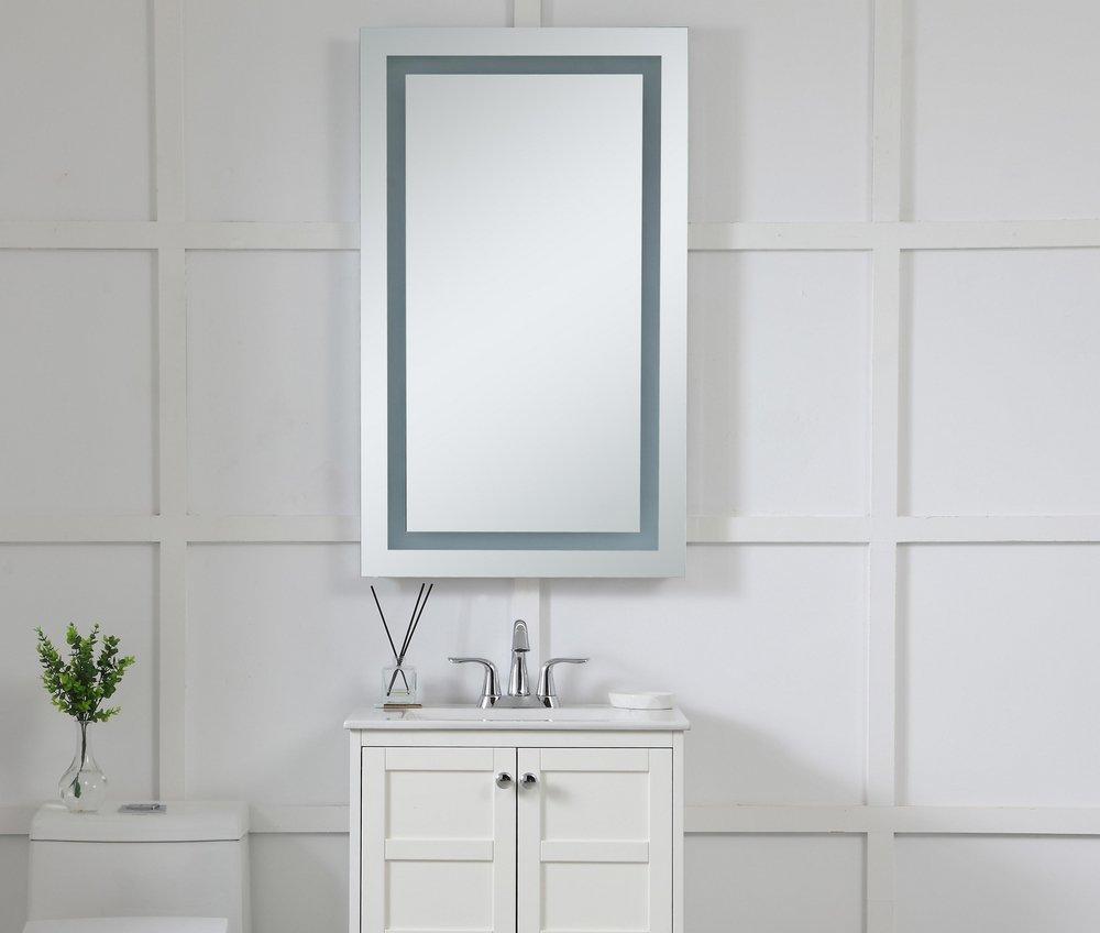 Elegant Lighting Glossy White Lighted Wall Rectangular Mirror with Integrated LED in Glossy White 