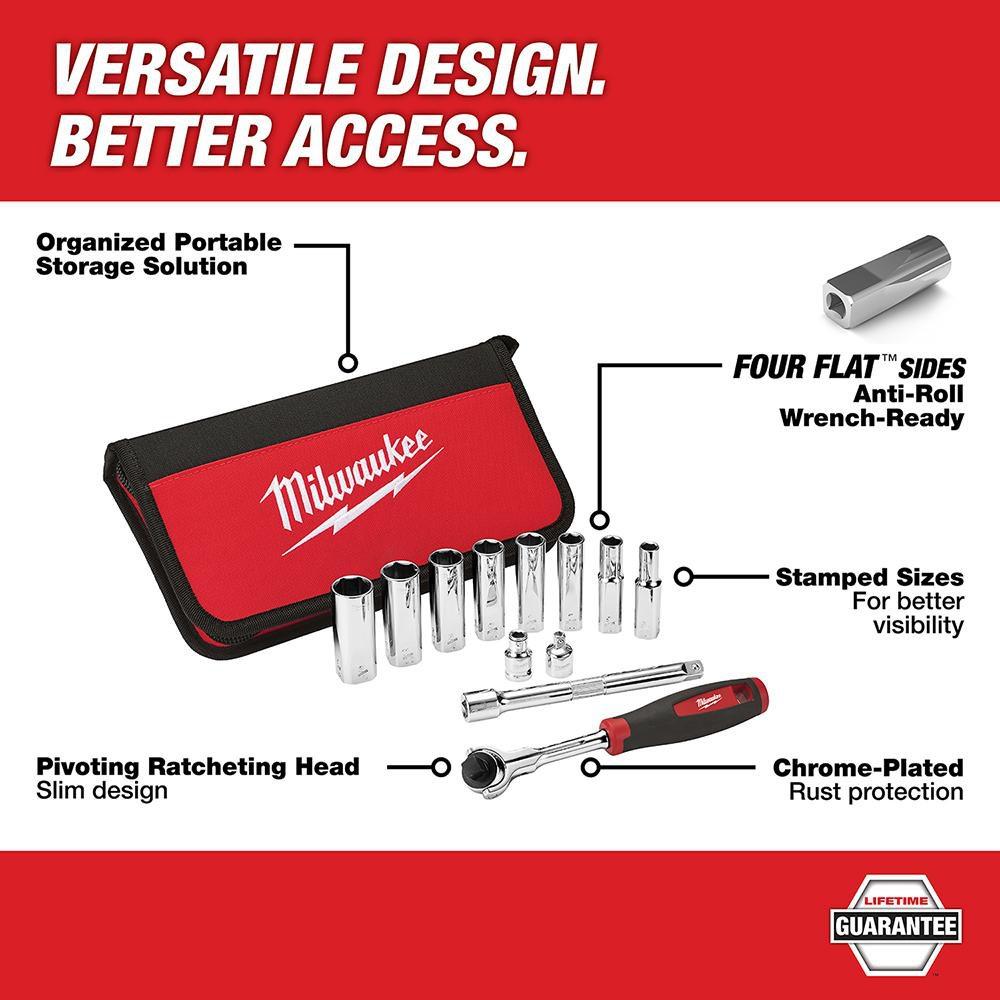 Milwaukee® Silver 3/8 in. Drive SAE Socket Set 