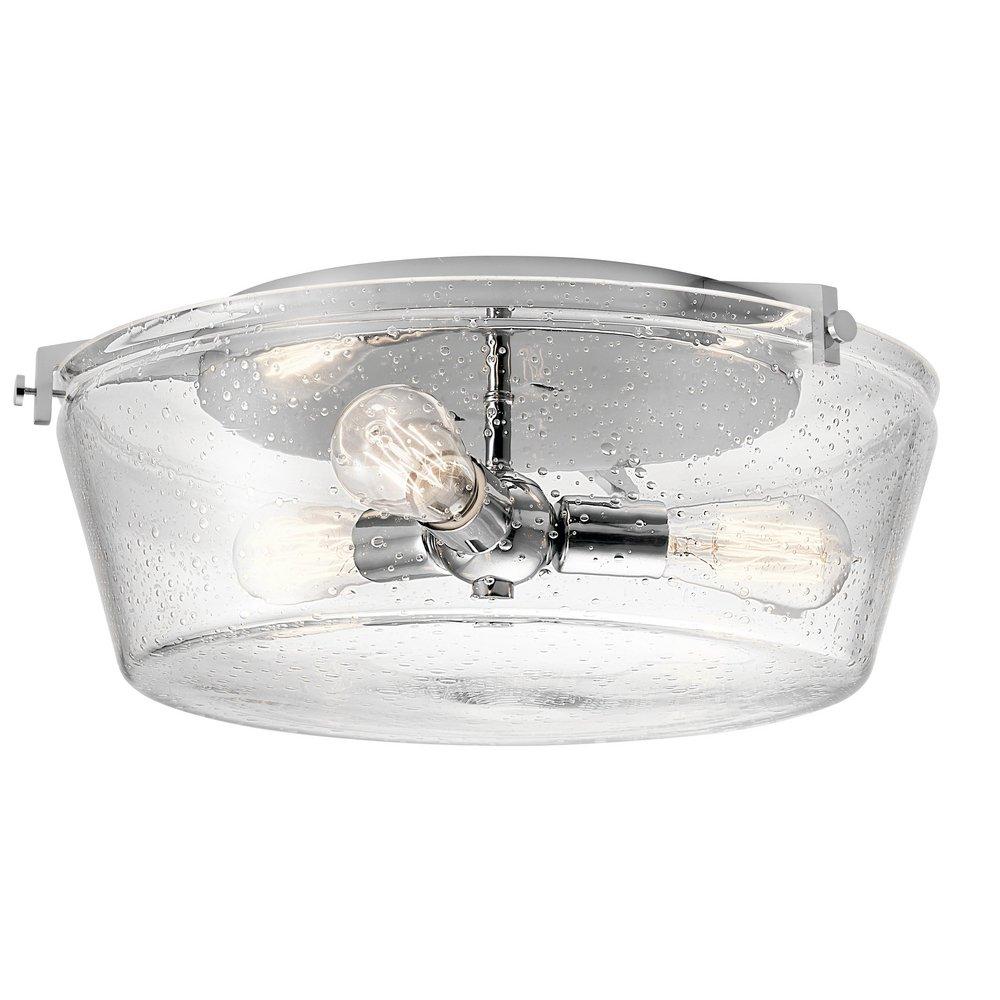 Kichler Lighting Chrome 60W 3-Light Medium E-26 Incandescent Ceiling Light with Clear Seeded Glass 