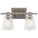 60W 2-Light Bath Light with Clear Glass in Brushed Nickel