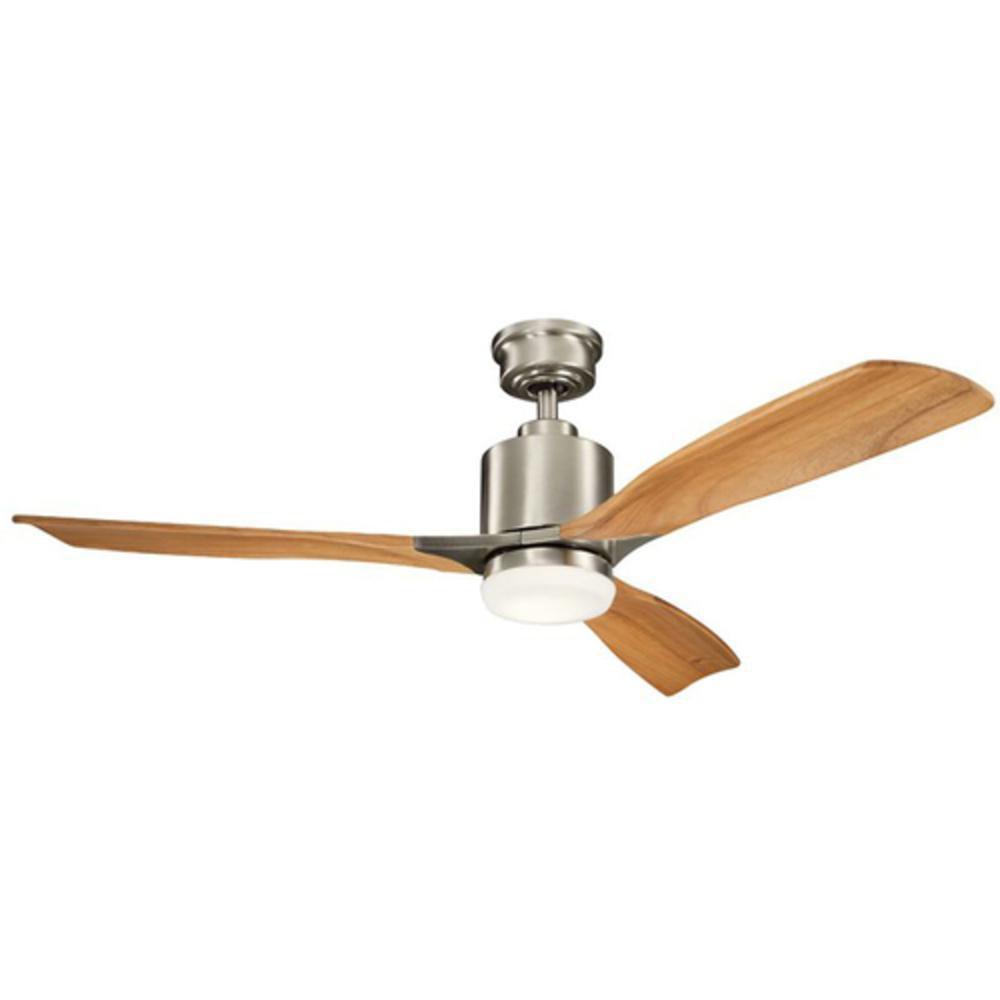 Kichler Lighting Brushed Stainless Steel 17W 3-Blade LED Ceiling Fan with 52 in. Blade Span 