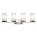30W 4-Light Vanity Fixture with Satin Etched Cased Opal Glass in Brushed Nickel