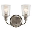 60W 2-Light Vanity Fixture with Clear Seeded Glass in Classic Pewter