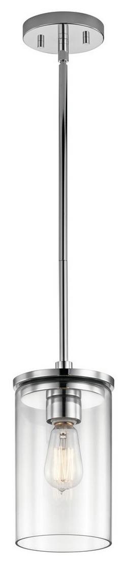 1-Light Mini Pendant with Clear Glass in Polished Chrome