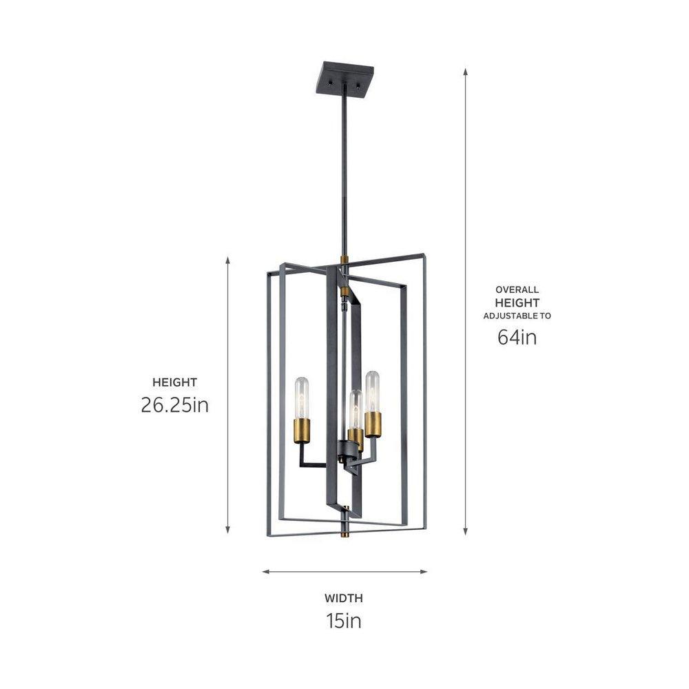 Kichler Lighting Black 60W 3-Light Foyer Pendant 