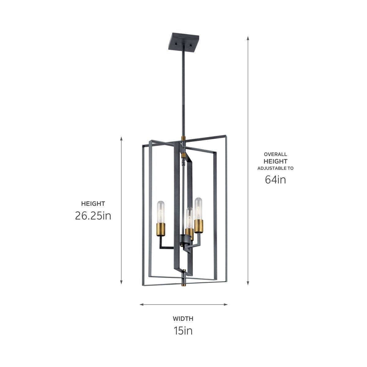 Kichler Lighting Black 60W 3-Light Foyer Pendant 