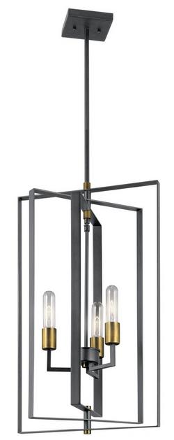 60W 3-Light Foyer Pendant in Black