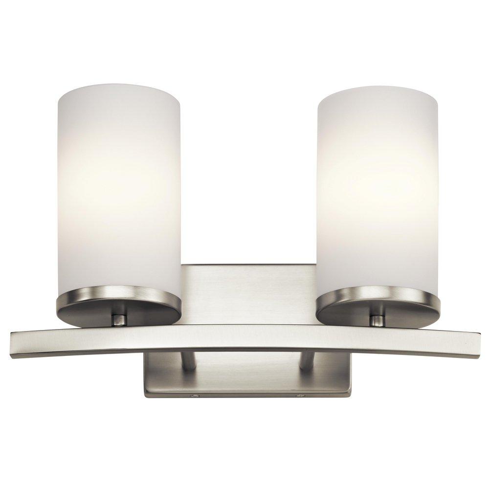 Kichler Lighting Brushed Nickel 30W 2-Light Bath Light with Satin Etched Cased Opal Glass 